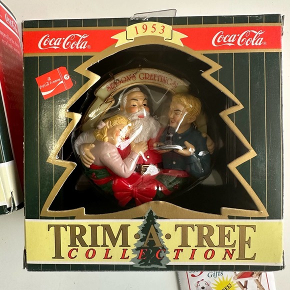 Vintage Coca Cola 4 ornaments trim a tree bottling works polar bear - Picture 4 of 7